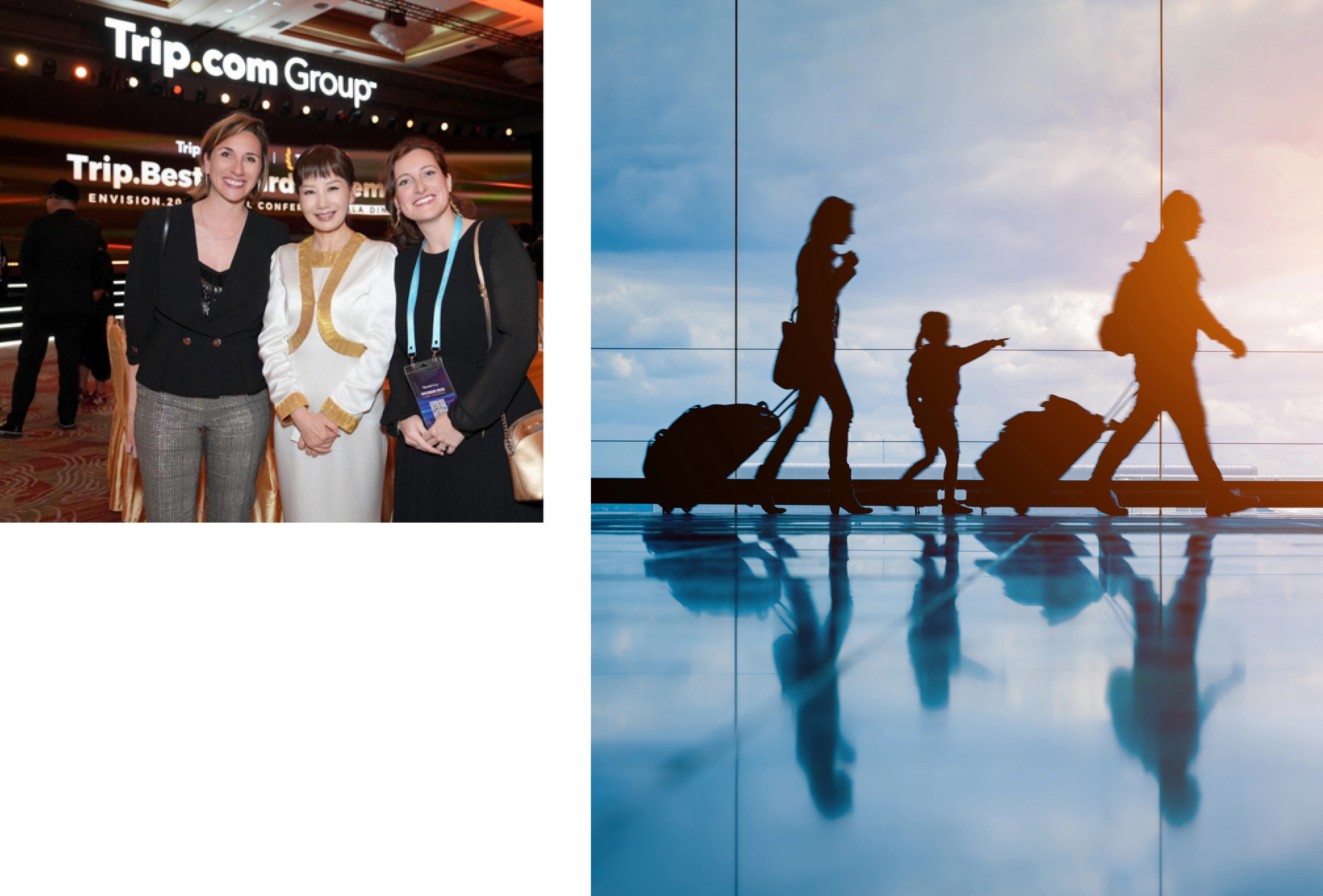 tourism industry event alongside a family travelling through an airport