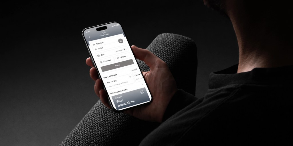 Mobile travel booking interface showcasing digital solutions, booking services and mobile technology for travellers.