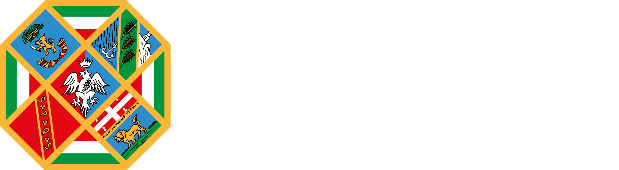 Logo of Regione Lazio featuring a hexagonal design with various colored sections depicting heraldic symbols and the text 'REGIONE LAZIO' in bold white letters.